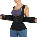 PALAY Waist Trainer for Women featuring Dual Belt and Zipper Design with Polyester Black | Size L 84cm Bust 78cm Waist