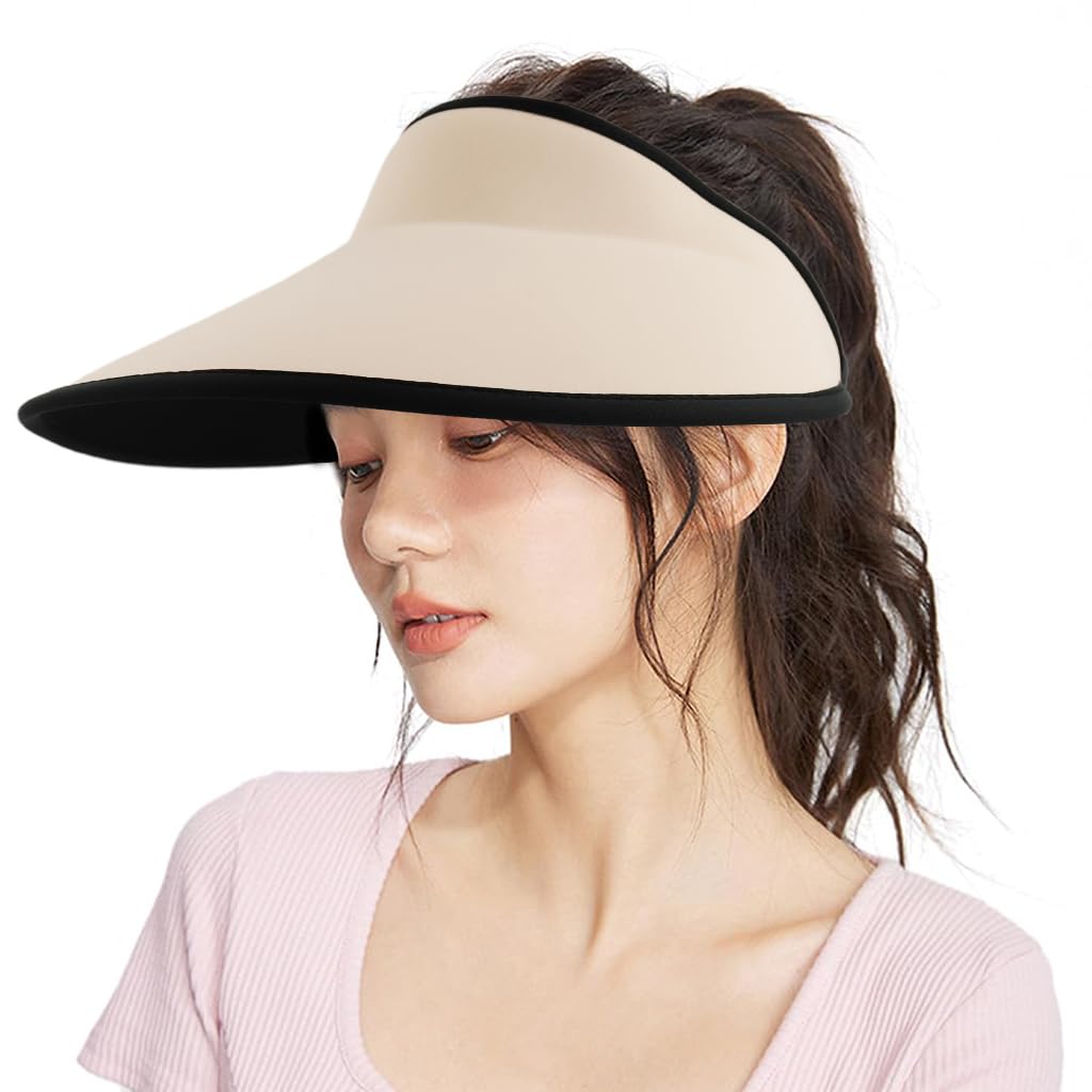 PALAY® Sun Hats for Women Wide Brim Cap Beach Hat for Women Cool Ice Silk Sun Visor Summer Hats for Women UV Protection Lightweight UPF 50+ Non-crease Foldable Sport Hat for Running, Golfing, Tennis