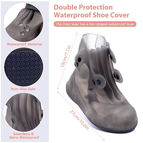 PALAY® Silicone Shoe Covers for Kids Men Women with Double-Breasted Anti-Slip and Waterproof Cover TPE Sole Wear-resistant Reusable for Rainy Season Size 5.5-7.5 3 PCS