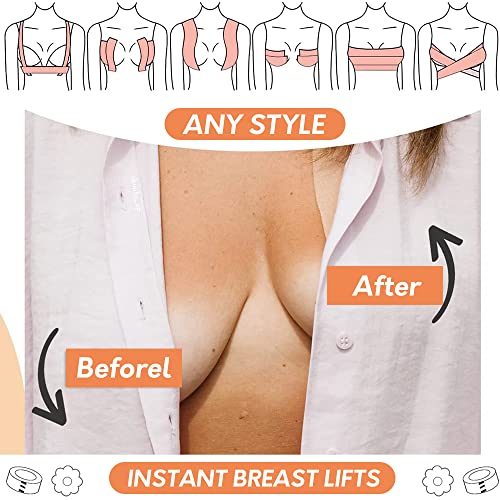 PALAY® 10 pairs Flower Shaped Nippleless Covers Sticker,One Roll 5cm*5m Breast Lifting Tape, 50 Sheet Transparent Sticker Women Nipple Cover Breast Lifting Tape for Contour Lift Bra Alternative