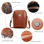 PALAY® Small Women Crossbody Phone Bag Vintage Brown PU Leather Shoulder Bag Fashion Women Small Sling Bag Phone Pouch Purse Bag