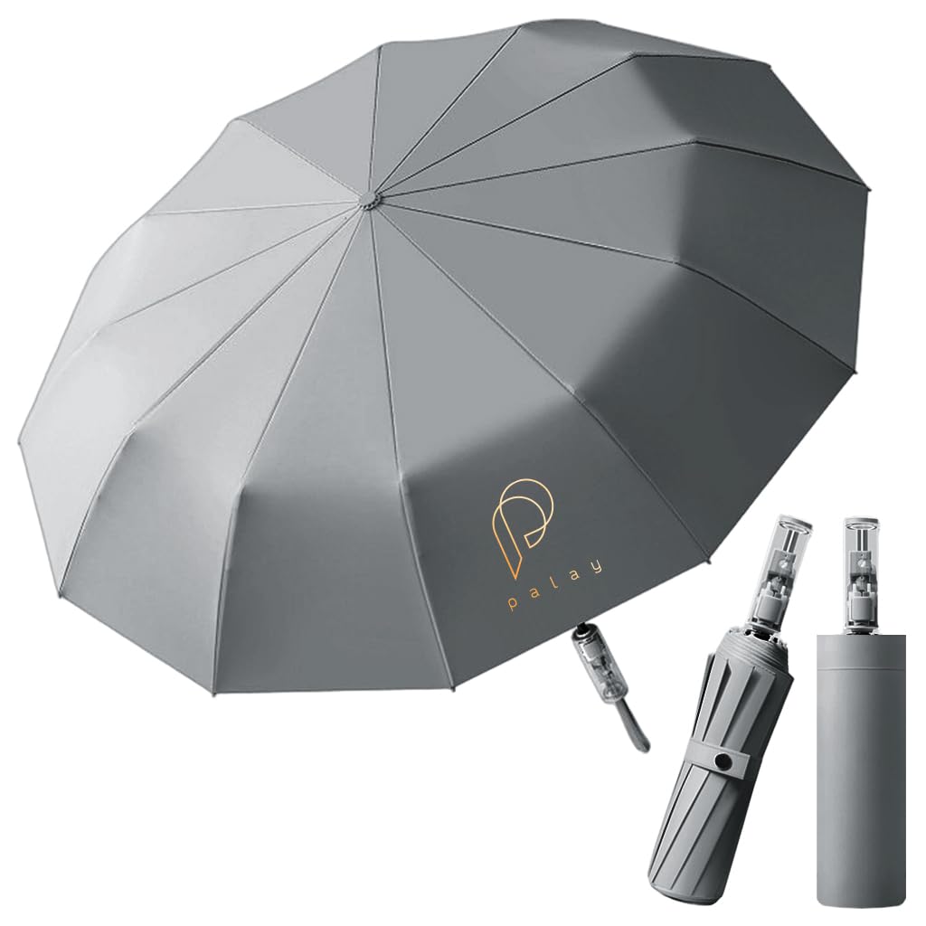 PALAY Umbrella for Sun and Rain Protection with 23 in Canopy and Automatic Open Close | Grey