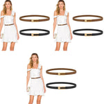 PALAY Women Belts for Jeans Dresses and Pants featuring Gold Buckle | 2Pcs 40in PU Leather