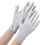 PALAY Ice Silk Gloves for Driving and Cycling featuring Anti-Skid Palm and UPF 50+ Grey