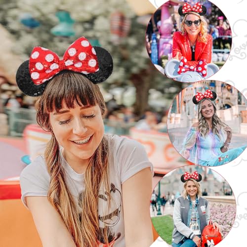 PALAY® 4PCS Hairband for Women Girls Mickey Mouse Bow Sequin Kawaii Cute Headband Stylish Hair Accessories Kids Adult Cosplay Headwear Costume Prop