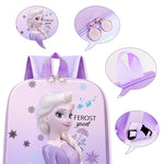 PALAY® Kindergarten Backpack for Girls Purple Princess Elsa Backpack for School Girls Small Waterproof Bookbag Backpack for Preschool Girls Children's Day Gift School Gift for Girls Age 2-5 Years