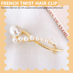 PALAY® Hair Clips for Women Stylish Latest Alloy Pearl Hair Accessories Banana Clip, French Style Hair Claw Clips Twist Hairstyle Bun Jaw Clip Giifs for Women Ladies