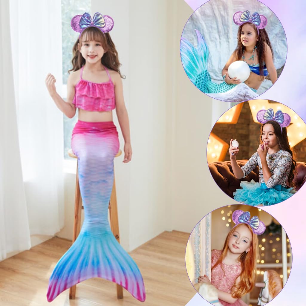 PALAY Hairband for Women and Girls featuring Sequin Bow Ears | 4PCS Soft Headband Set