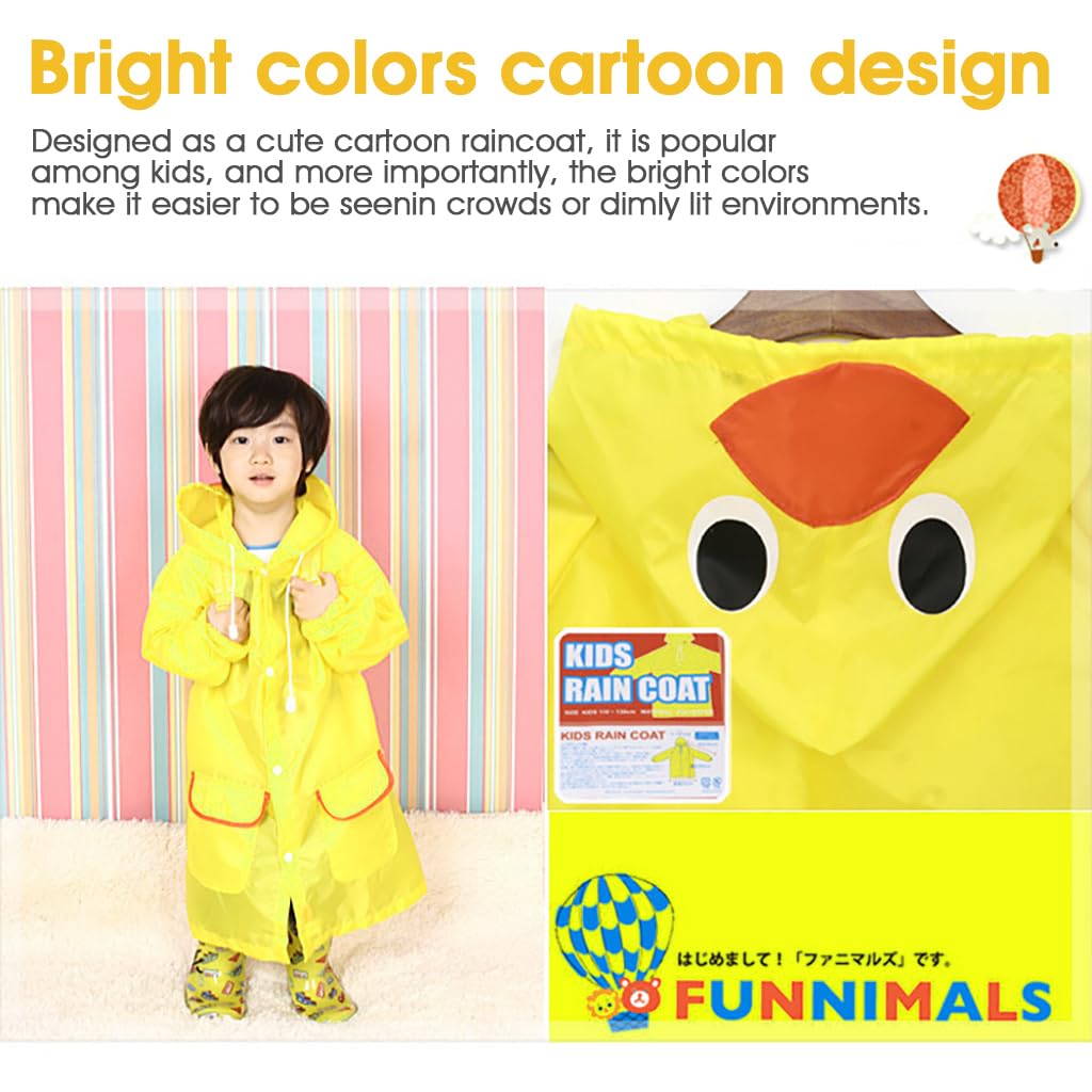 PALAY Umbrella Raincoat Set for Kids with Adjustable Hood and Pockets | Pink Unicorn 3–7 Years