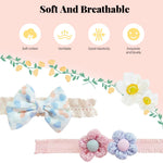PALAY® 3pcs Headband for Baby Girl, Lace Flower Baby Headband, Bow Hair Bands for Baby, Elastic Baby Hairband, Cute Baby Girl Hair Bands for Toddler Girls Newborn Shower Gifts