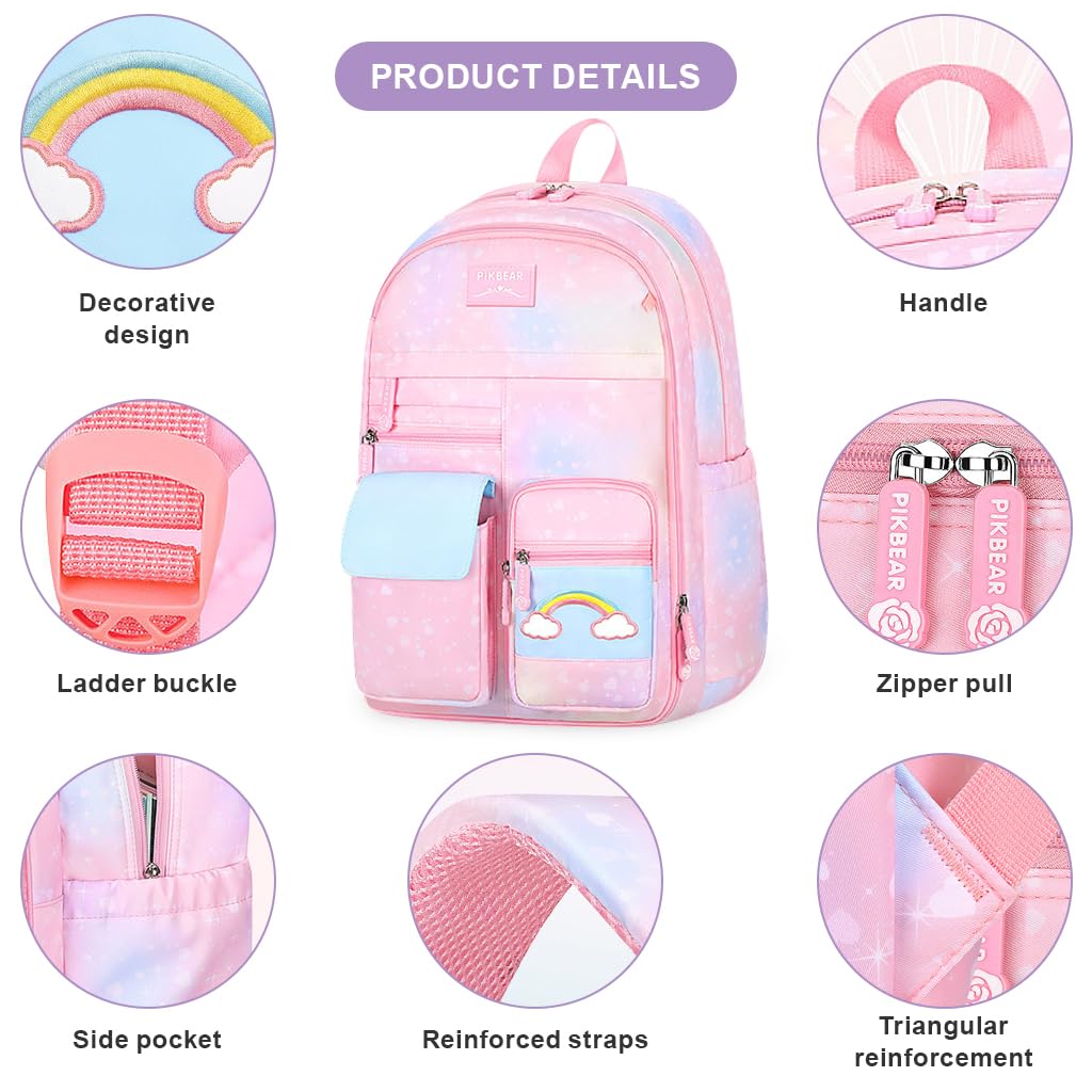 PALAY® School Bag for Girls and Boys Waterproof Stylish Durable Kids Bag Burden Relief Cartoon School Backpacks for Kids Birthday Gift Backpack for School, Picnic (6-12 Years Old) - Pink