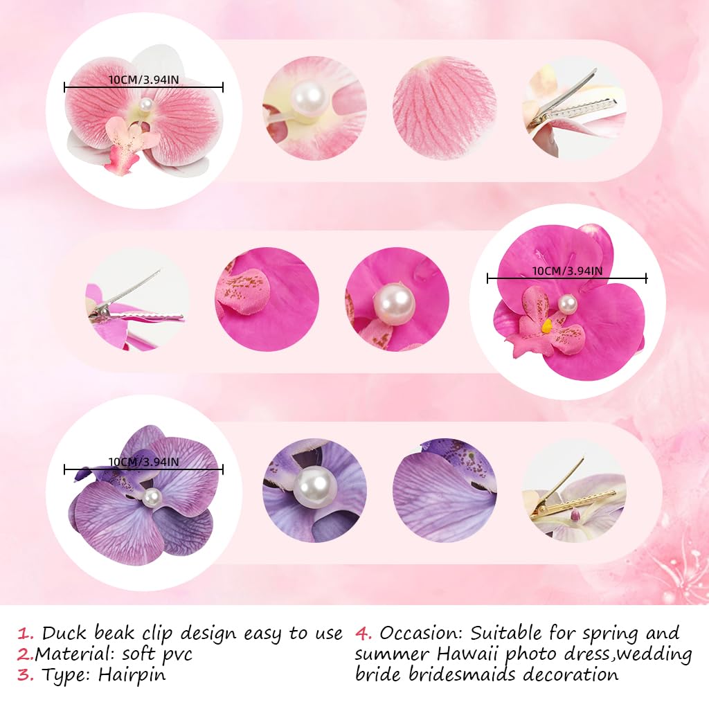 PALAY® 3Pcs Girls Barrettes Hair Clips Women Hair Clips Color Moth Orchid Barrettes for Girls Hair Clip Hair Accessories French Hair Clips Girls Fashion Floral Hair