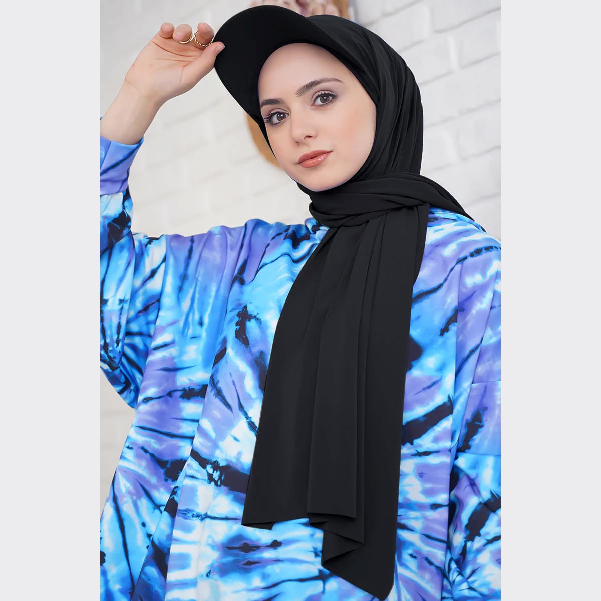 PALAY Hijab Scarf for Sun Protection with 62.99 x 22 in Coverage | Black Chiffon Wrap