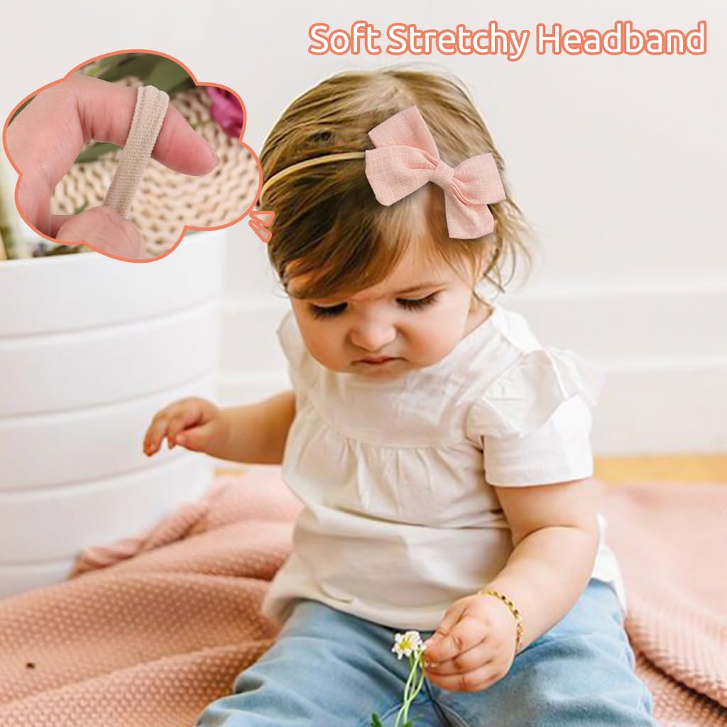 PALAY Bow Hair Bands for Babies with Soft Stretchy Nylon Design | 10pcs Cute Headbands
