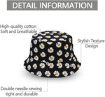 PALAY® Bucket Hats for Women Little Daisy Print Cotton Fisherman Beach Hats Foldable Reversible Bucket Outdoor Casual for Ladies Girls Cap White