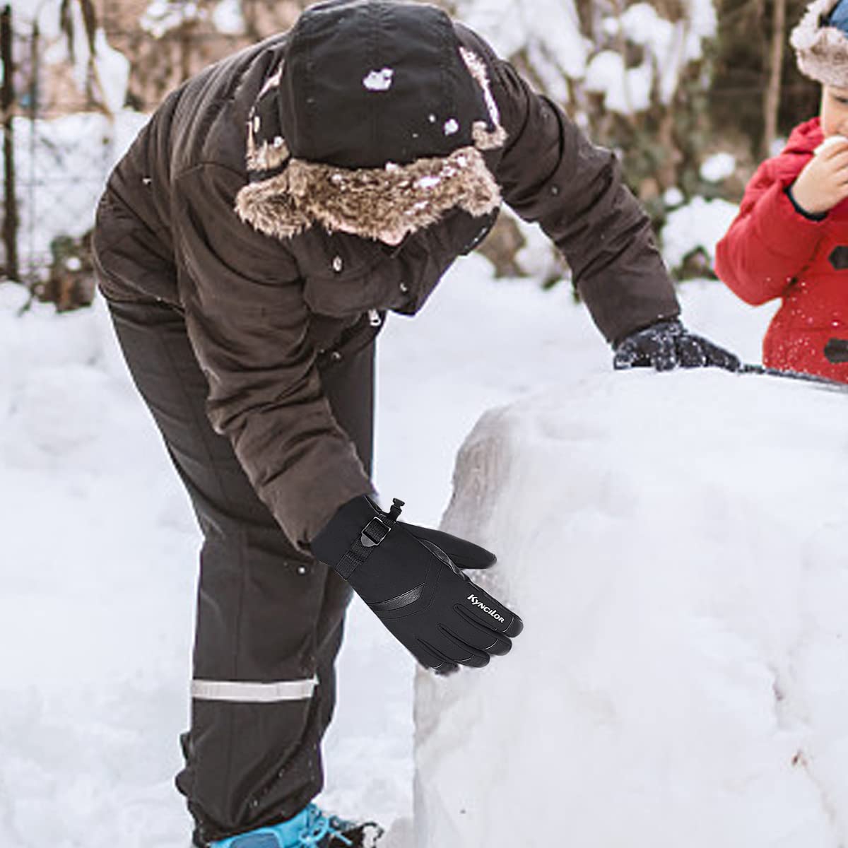 PALAY Winter Gloves for Skiing and Riding with Touch Screen Fingers and Anti Slip PU Palm | Windproof Waterproof for Men 8.5–9 cm Hand Width