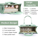 PALAY Tote Bag for Women with Multi Pocket Layout and Removable Shoulder Strap | Mint Green Canvas