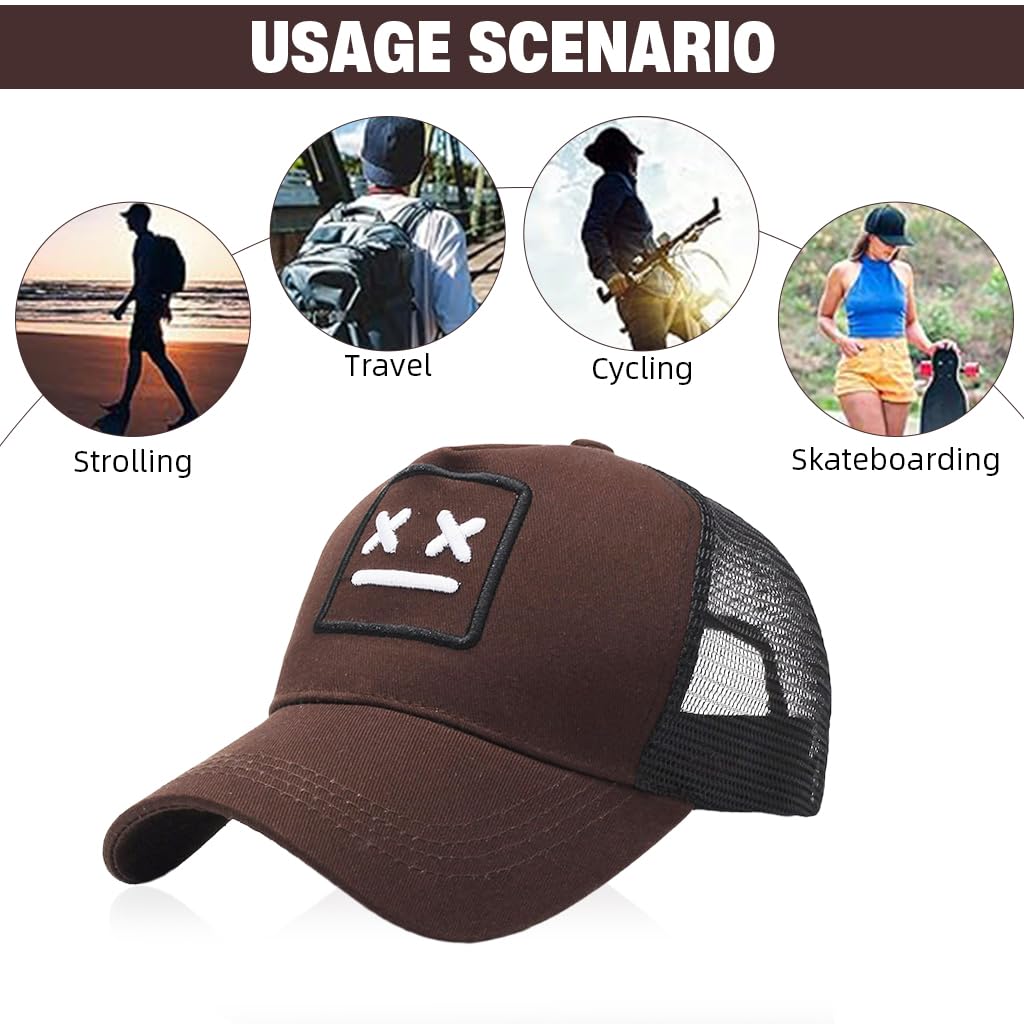 GUSTAVE® Cap for Men, Fashion Embroidered Baseball Hat with Breathable Mesh, Adjustable Fit, Superior Sun Protection, Durable Brown Outdoor Sports Casual Wear