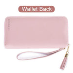 SANNIDHI® Women's Long Wallet Tassel PU Leather Multi- Slots Girls Zipper Coin Large Purse Wallet for Women(Pink)