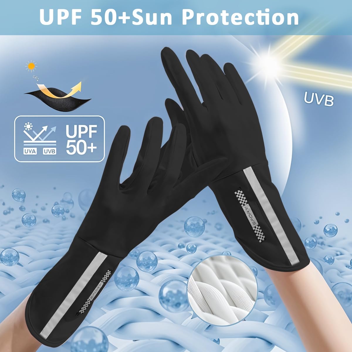 PALAY Driving Gloves for Women with Open Finger Design and UV Protection | Black Ice Silk 2PCS