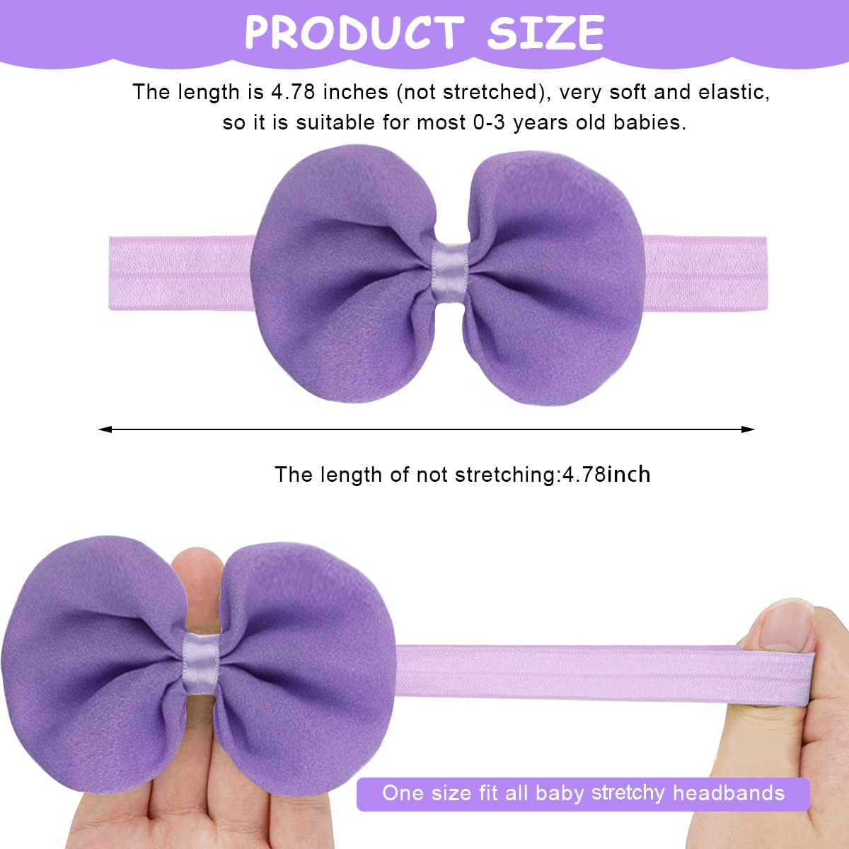 PALAY Girl Headbands for Babies with Stretchy Chiffon Bows 14Pcs Multicolor | Infant Hair Wraps