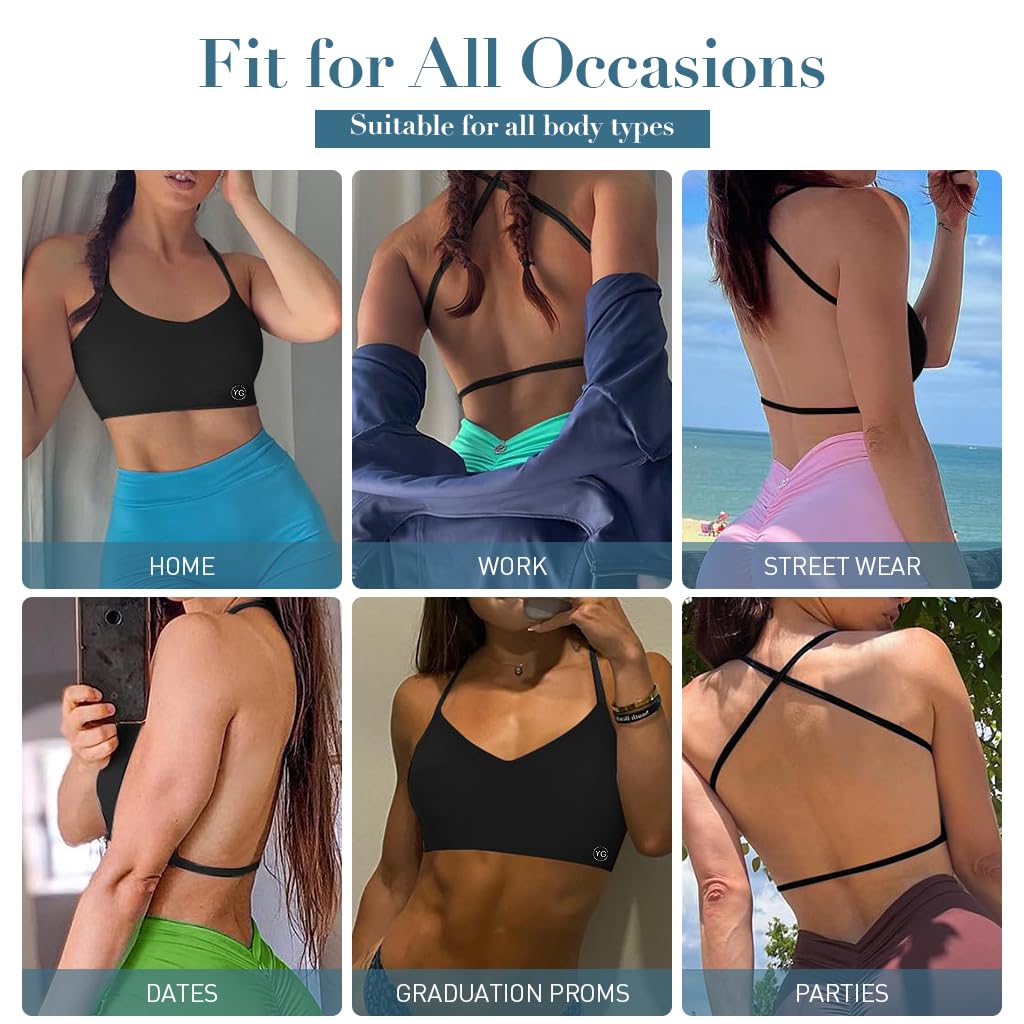 PALAY® Women's Low Back Seamless Bras Backless Multiway Convertible Adjustable Strap Halter Lifting Bra Spaghetti Strap Wire-Free with Padded Removeable, M