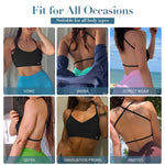 PALAY® Women's Low Back Seamless Bras Backless Multiway Convertible Adjustable Strap Halter Lifting Bra Spaghetti Strap Wire-Free with Padded Removeable, M