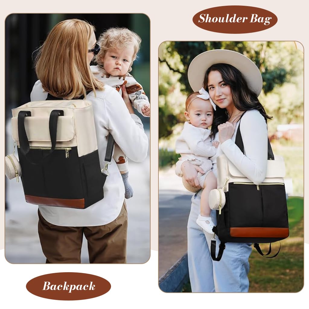 PALAY Diaper Bag Backpack for Travel with Changing Pad and Multi Pockets | Black Large Capacity