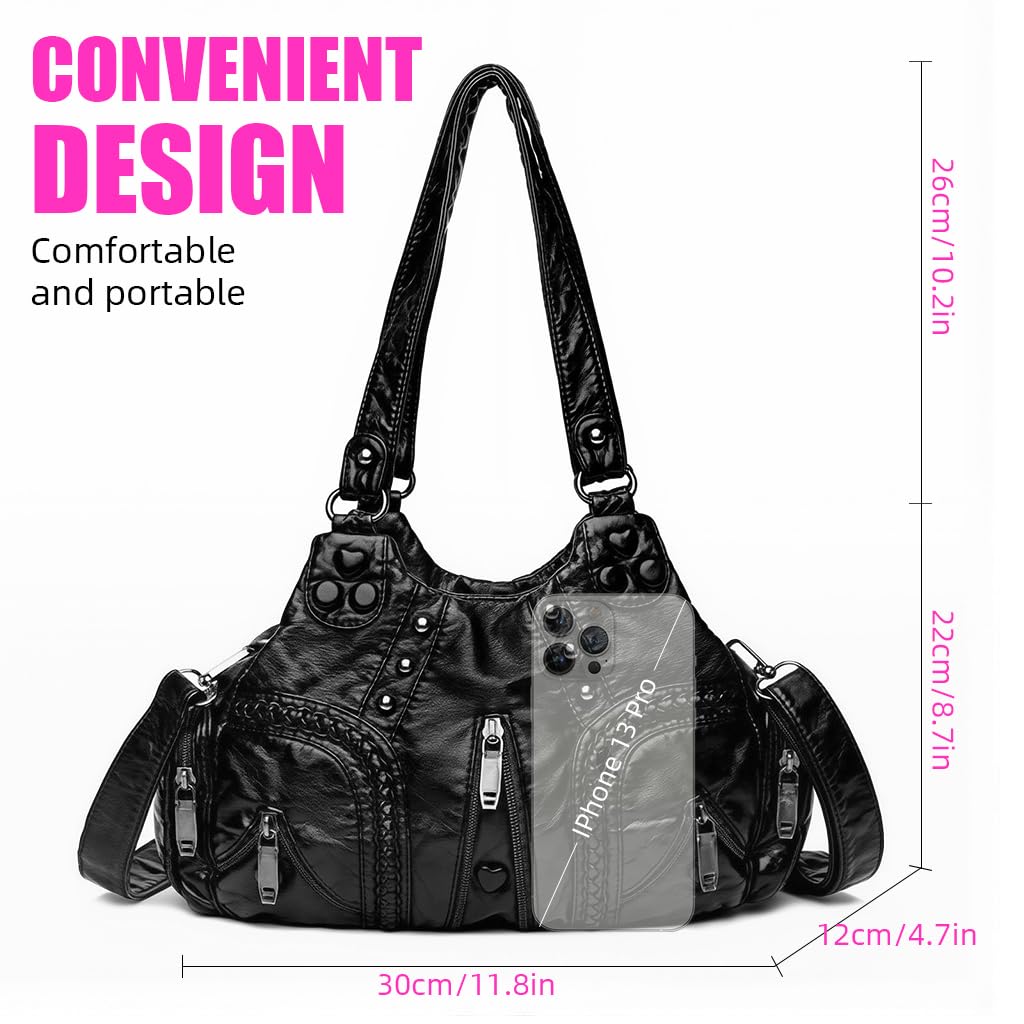 PALAY Hobo Purses for Women featuring Rivet Embellishments and 30x12x22cm Spacious Interior