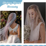 PALAY Pearl Bridal Veil for Wedding with Metal Comb and Lace Detail 100cm White | Elegant Bride Accessory