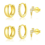 PALAY® Juego de aretes de aro dorados para mujer, pequeños aretes chapados en oro de 14 quilates para múltiples perforaciones, aretes hipoalergénicos de oro grueso para mujer.
