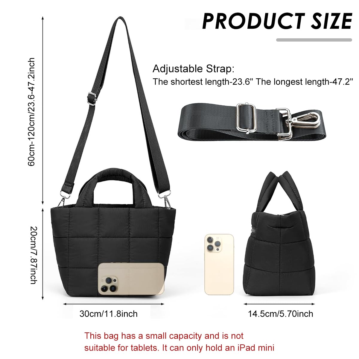 PALAY Tote Bag for Women featuring 33x14x21cm Structured Pockets and Quilted Nylon Design | Lightweight Crossbody Handbag
