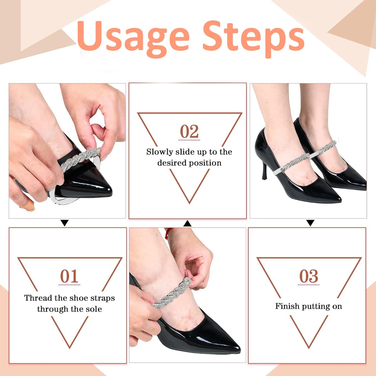 PALAY® 1 Pair Removable Shoe Straps Fashion High Heels Shoe Straps Dazzling Rhinestone Shoe Straps for High Heels Fashion Decorative Stretchy Shoe Straps Bands