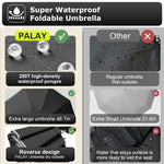 PALAY Umbrella 50 Inch Travel Model with Reflective Strip and Carabiner Handle | Black