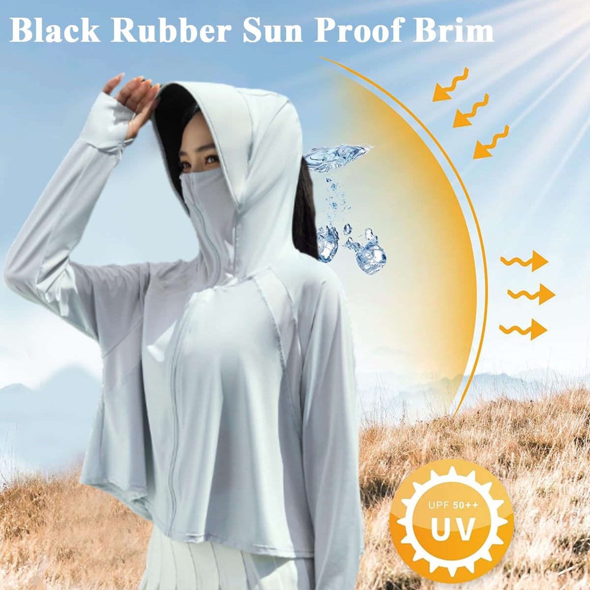 PALAY Sun Protection Jacket for Women with UPF 50 Plus Fabric and Wide Brim Hat | 3 PCS Lightweight Hoodie for Outdoor Running