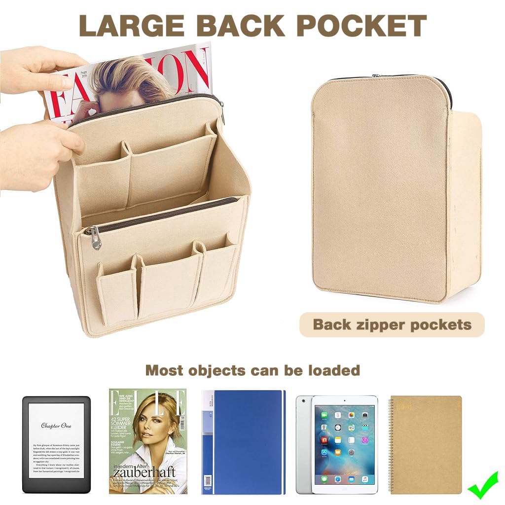 PALAY Bag Organizer Insert for Backpacks with Multi-Divider Design 24x12x30cm Felt Liner