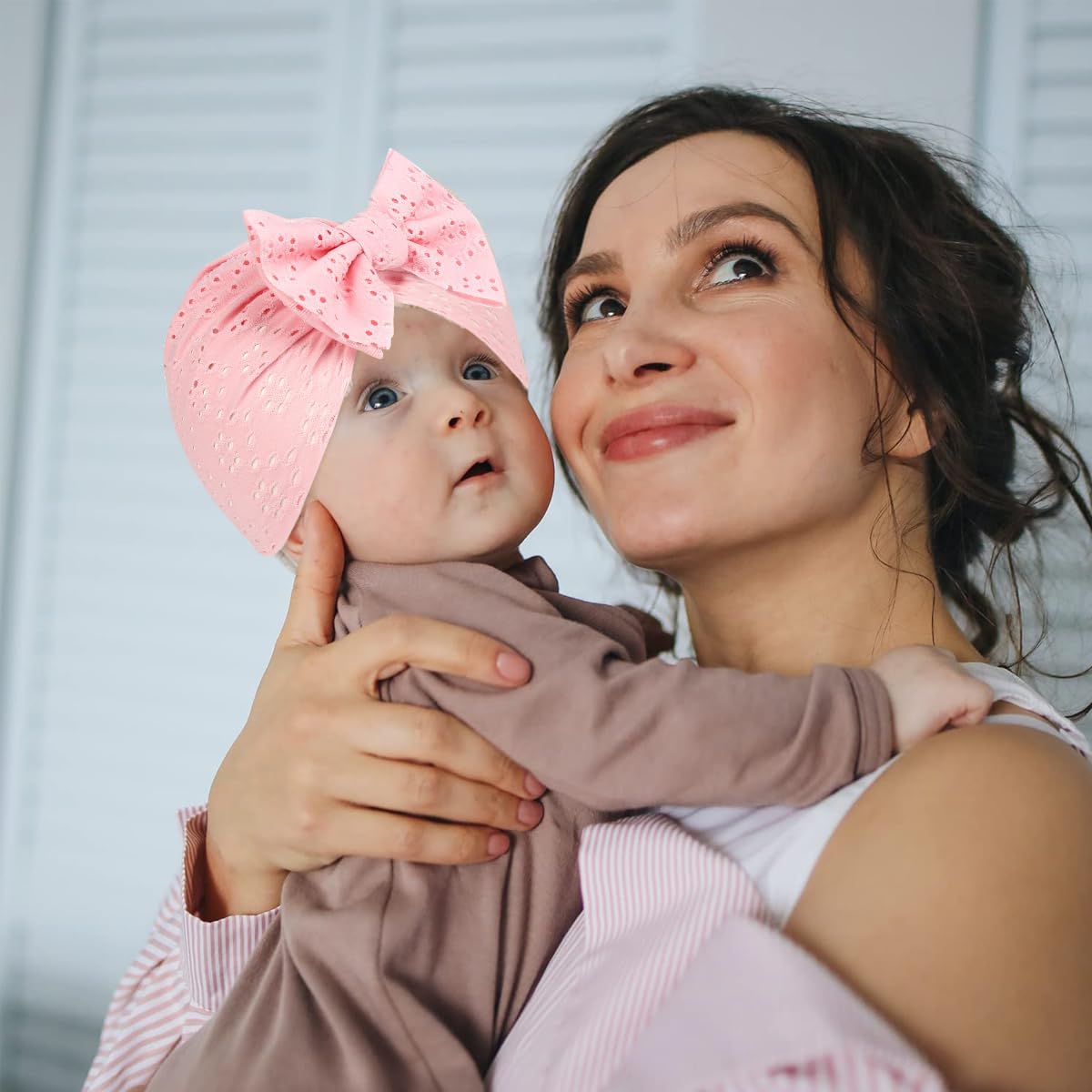 PALAY Baby Cap Set for 3–18 Months with Big Bow Design and Stretchy Polyester Spandex | Lovely Gift for Newborn Girls and Boys