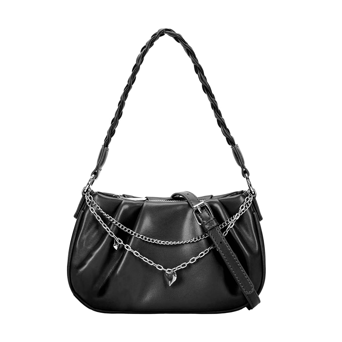 PALAY Shoulder Bag for Women with Zippered Crossbody Strap and 21x10x14cm Size | PVC Tote featuring Glossing Bow Charm