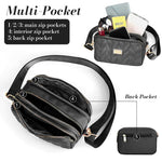 PALAY Phone Sling Bag with Triple Layer Zip Compartments and Detachable Strap 20x8x13cm Black