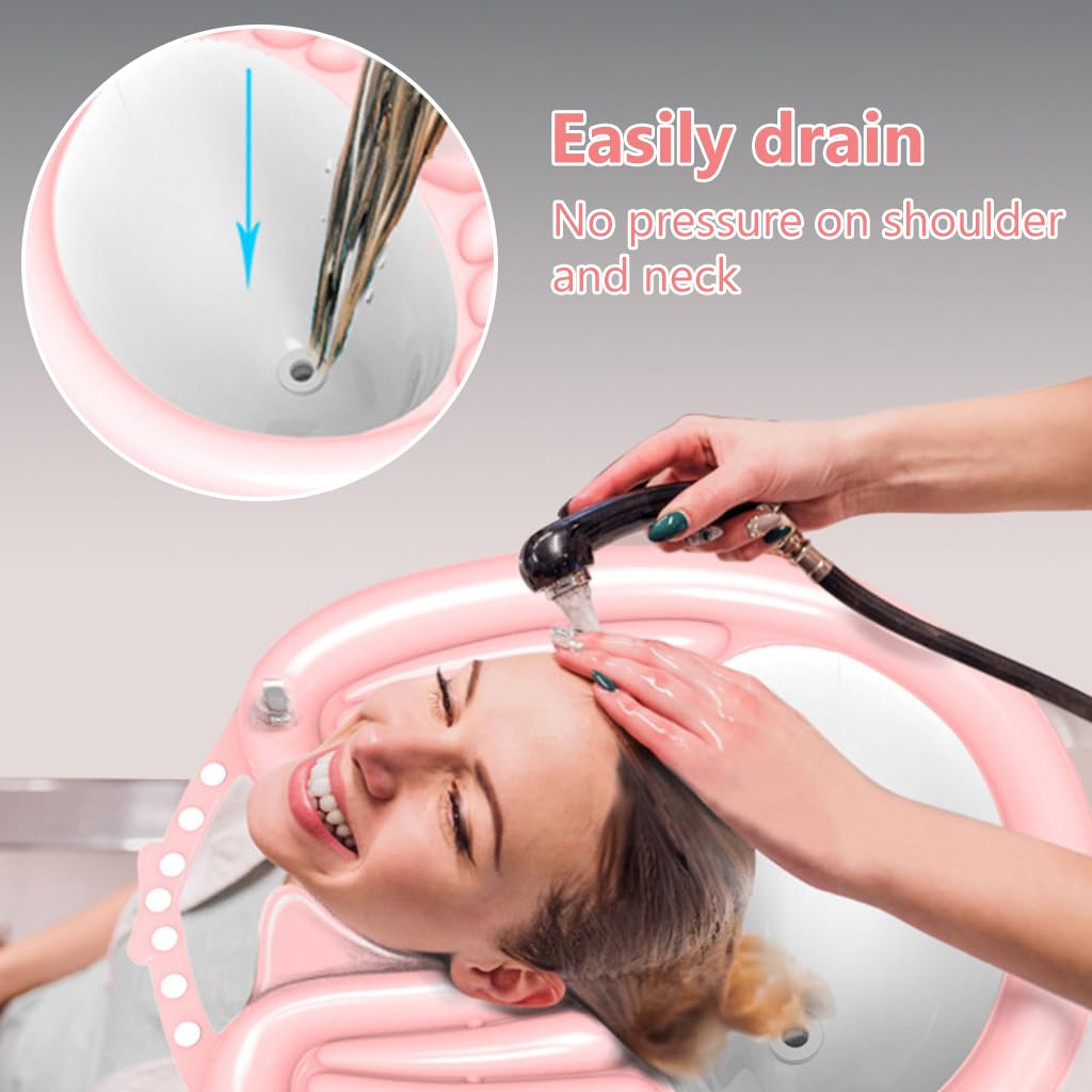 PALAY Inflatable Hair Washing Basin for Bedridden and Elderly with Drain Pipe and Adjustable Buckle