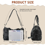 PALAY Travel Bag for Women 40x14x30cm with Multi Pockets and Detachable Shoulder Strap | Black PU Leather Gym and Crossbody Use