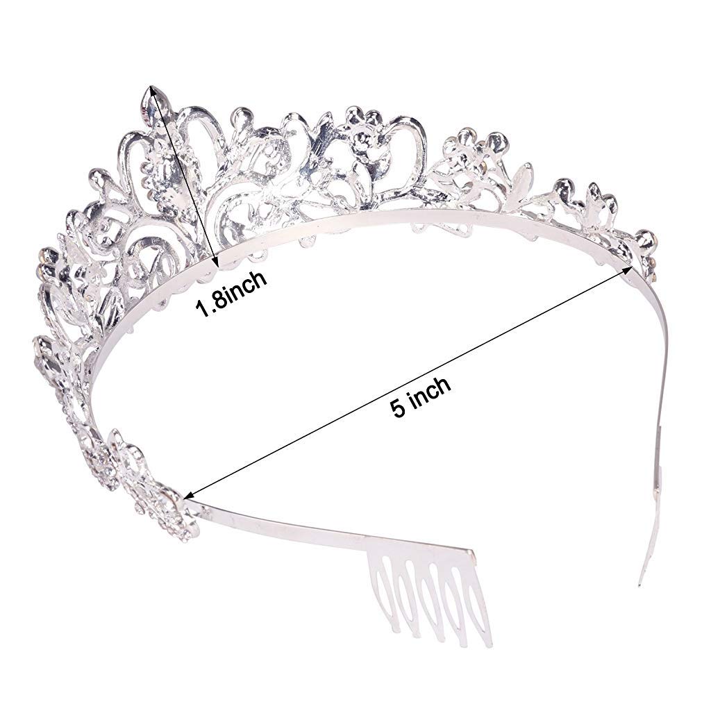 PALAY® Silver Crystal Tiara Crown Headband Princess Elegant Crown With Combs For Women Girls Bridal Wedding Prom Birthday Party