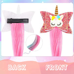 PALAY Unicorn Hair Extensions for Kids with Glitter Bows and Alligator Clips | 5Pcs Set