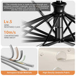 PALAY Umbrella for Sun Protection with 12 Ribs and Mechanical Handle Beige 2PCS | UPF 50+