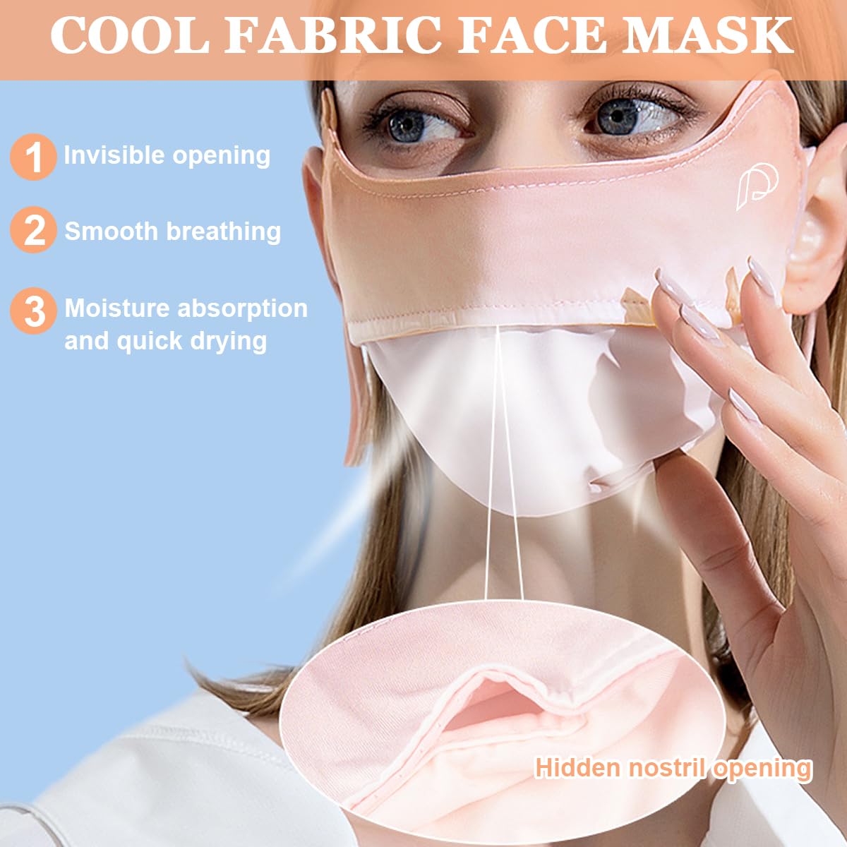 PALAY Women Face Mask for Outdoor Use with UPF 50+ Protection and Adjustable Ties | Ice Silk Breathable Cover