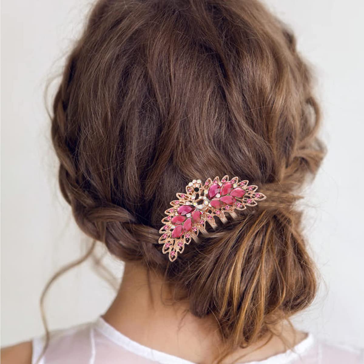 PALAY Hair Comb Clip for Women featuring 3.5×3.7 in Rhinestone Design | Bridal Bun Accessory