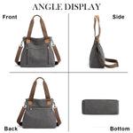 PALAY Handbag for Women featuring Detachable Strap and 35×12×32 cm Large Capacity Grey Canvas | Ideal for School and Work