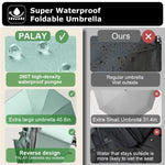 PALAY Auto Folding Umbrella for Travel featuring 50in Canopy and 10 Dual Ribs | Mint Green