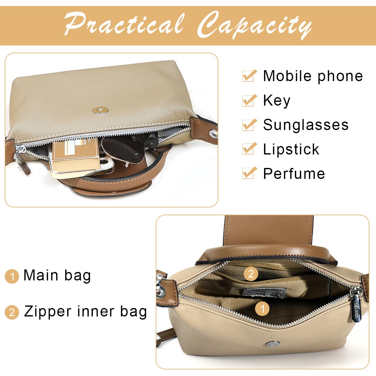 PALAY Crossbody Bag for Women with Removable Shoulder Strap featuring Brown PU Material | Stylish Handbag for Day and Evening Use