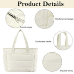 PALAY Fashion Tote Bag for Women with 15.6 in Laptop Compartment and Quilted Design | Soft Puffy Polyester Shoulder Handbag 13.8x6.3x19.3 in